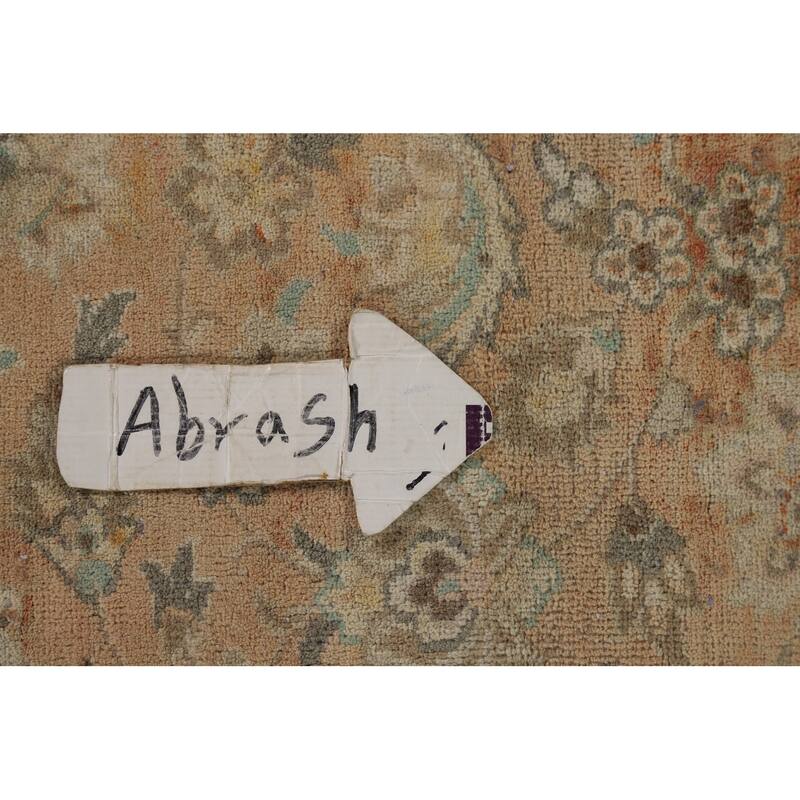 Distressed Kashan Vintage Persian Area Rug Hand-Knotted Wool Carpet - 9'8" x 13'0"