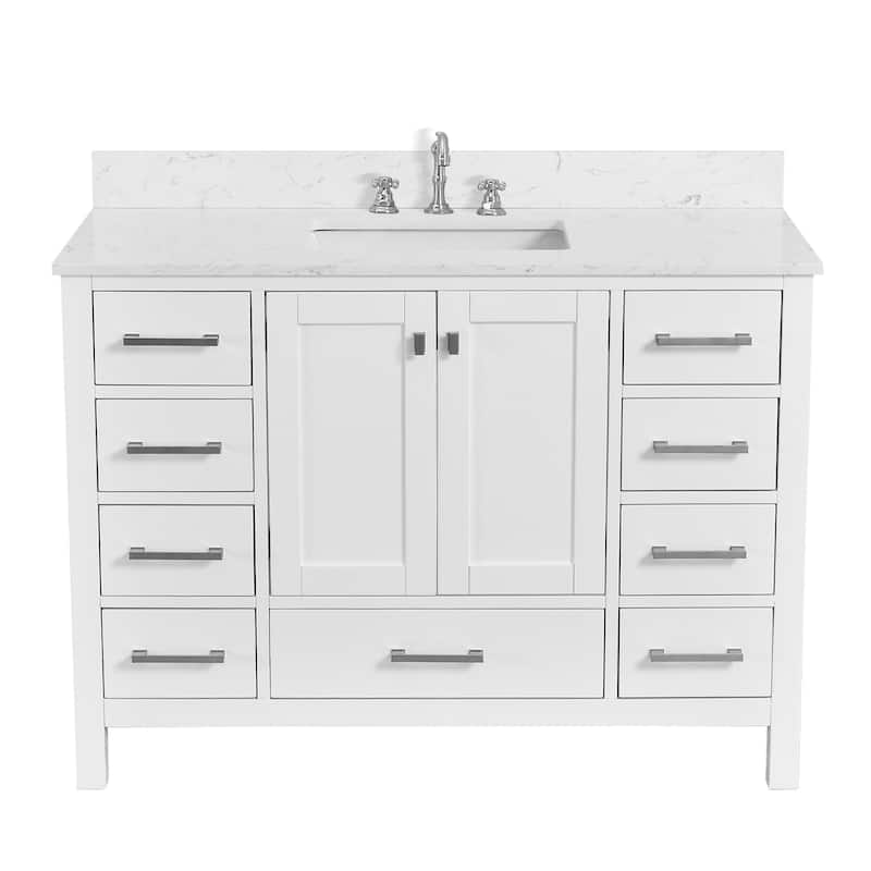 Nephelily 48 inch Transitional White Bathroom Vanity with Top