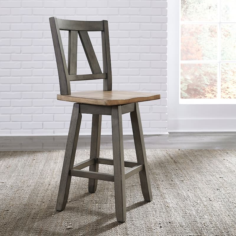 Lindsey Farm Gray Counter Height Swivel Chair (Set of 2) - Set of 2