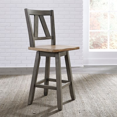 Lindsey Farm Gray Counter Height Swivel Chair (Set of 2)