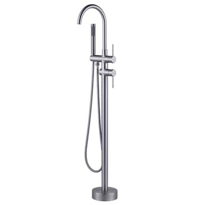 WOWOW Double Handle Freestanding Tub Faucet with Handheld Shower