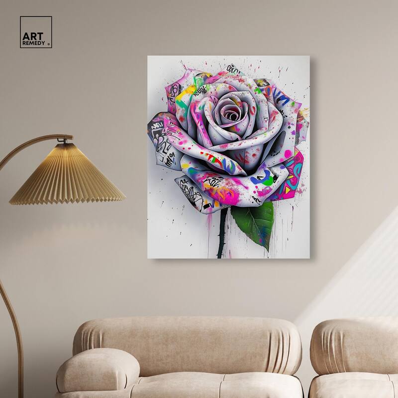 Graffiti Rose Canvas by Art Remedy, Gallery Wrapped