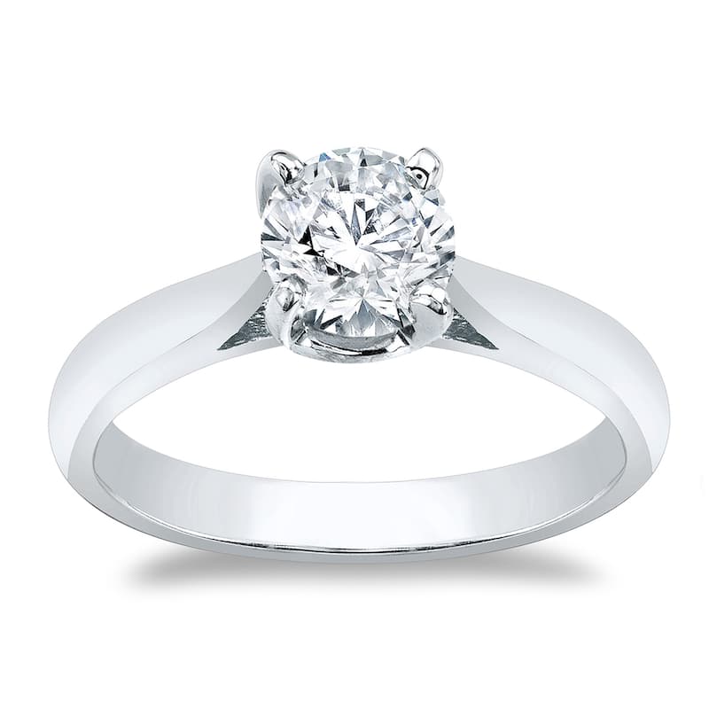 Auriya 14k Gold Round Moissanite Solitaire Engagement Ring 1ctw - White - 5