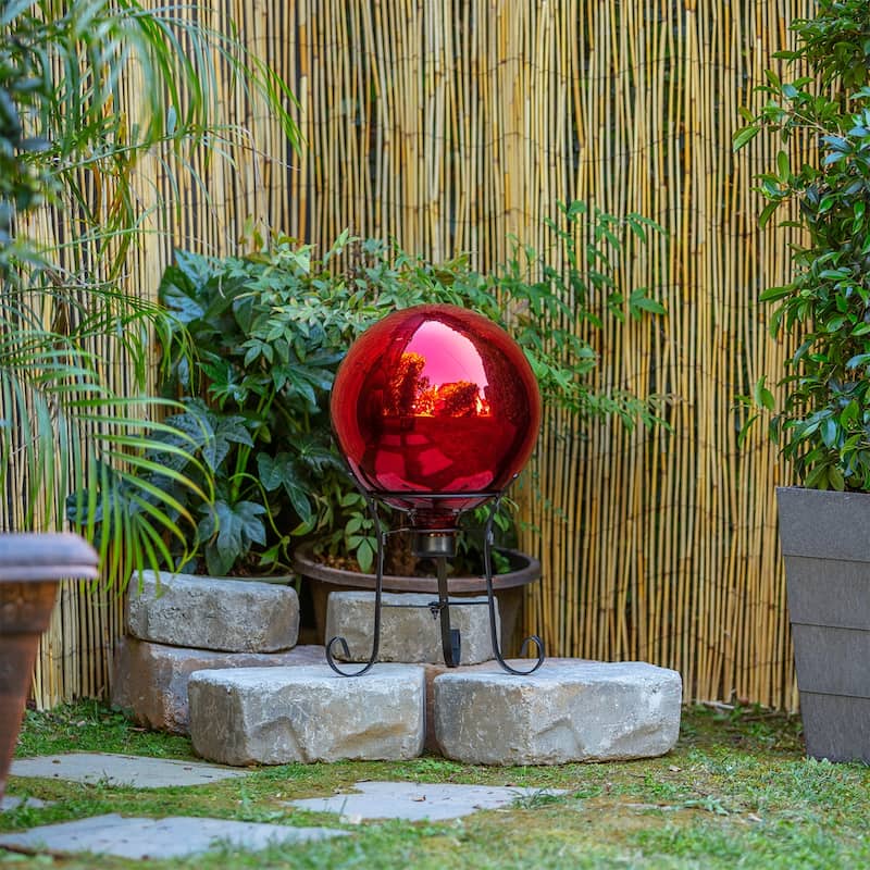 Alpine Corporation 10" Diameter Indoor/Outdoor Glass Gazing Globe Yard Decoration, Red