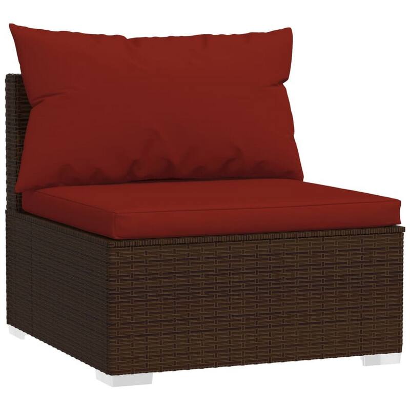 Joez 4pc Outdoor Modular Lounge Sofa Set, Coffee Table, Rattan, Red