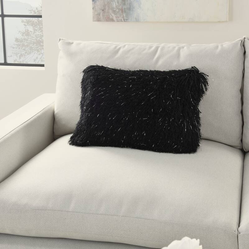 Mina Victory Shag Solid Glam Throw Pillow