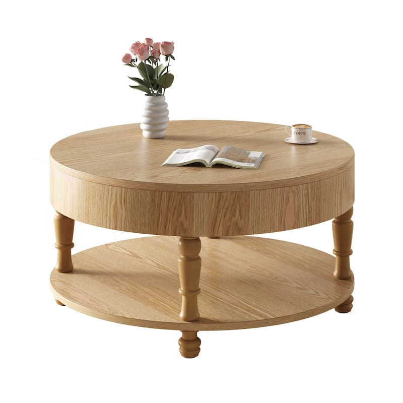 GDF Studio - Modern Solid Wood Storage Coffee Table with Hidden Compartment