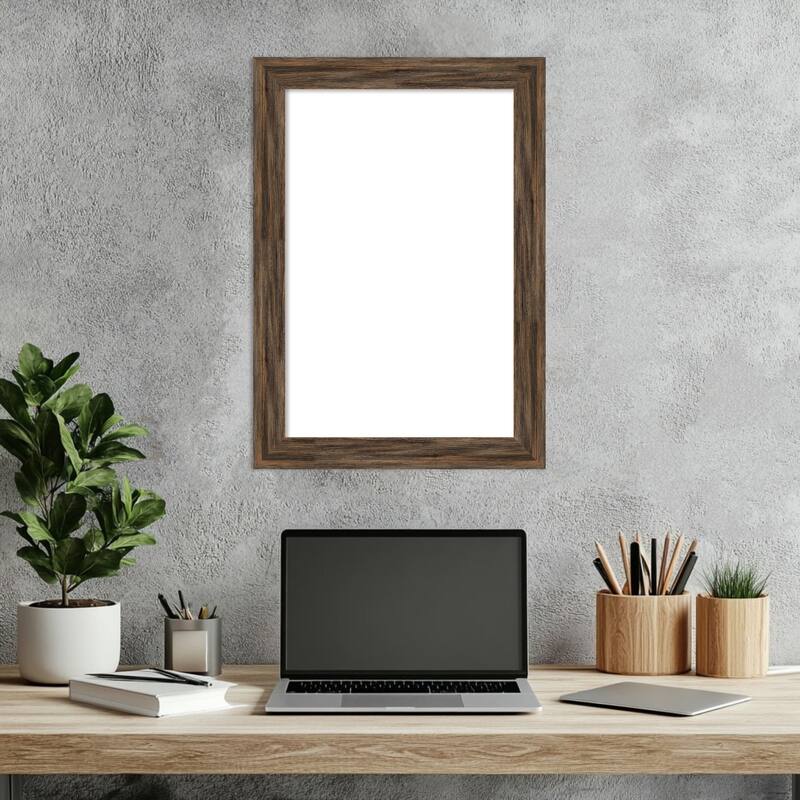 Amanti Art Regis Barnwood Grey Narrow Framed Dry Erase Magnetic Board