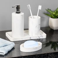 Haturi Bathroom Accessories Set, 5 Pcs Marble Look Sets Soap Dispenser &  Toothbrush Holder Counter Top Restroom Apartment Decor Stuff, Resin Kits