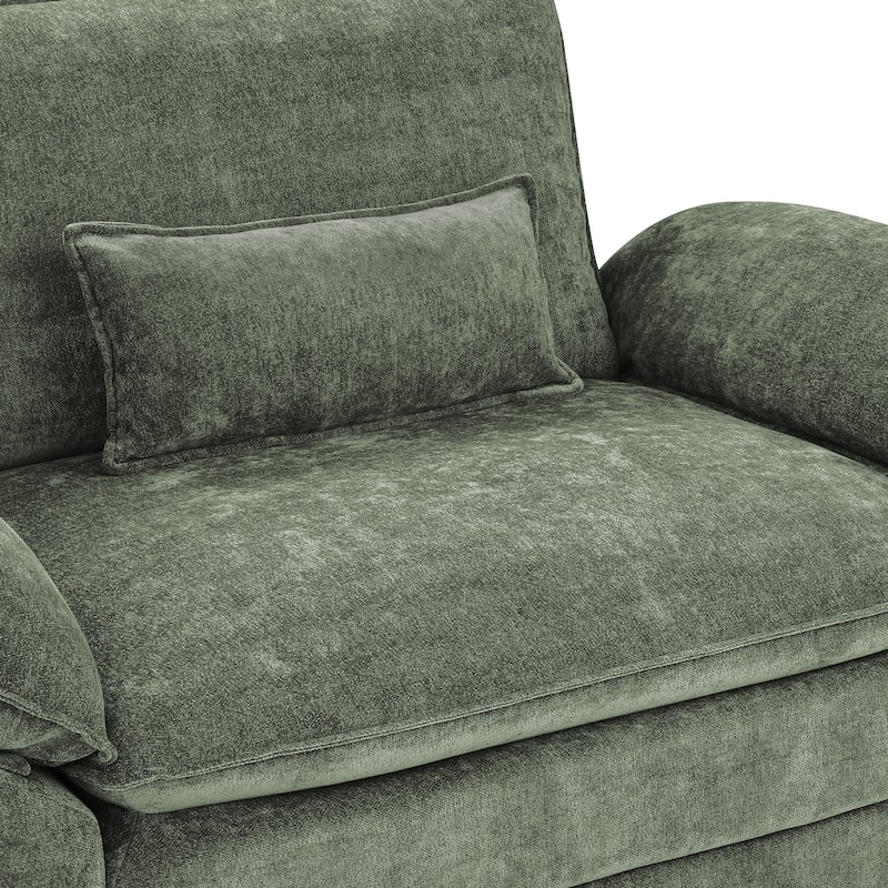 52" W Chaise Lounge Chair Indoor, Oversized Accent Chair With Ottoman For Living Room, Chenille Single Sofa Bed, Reading Chairs