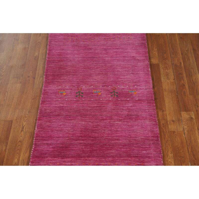 Violet Tribal Gabbeh Indian Runner Rug Handmade Wool Carpet - 2'4" x 9'8"