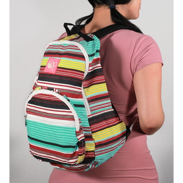 striped canvas backpack