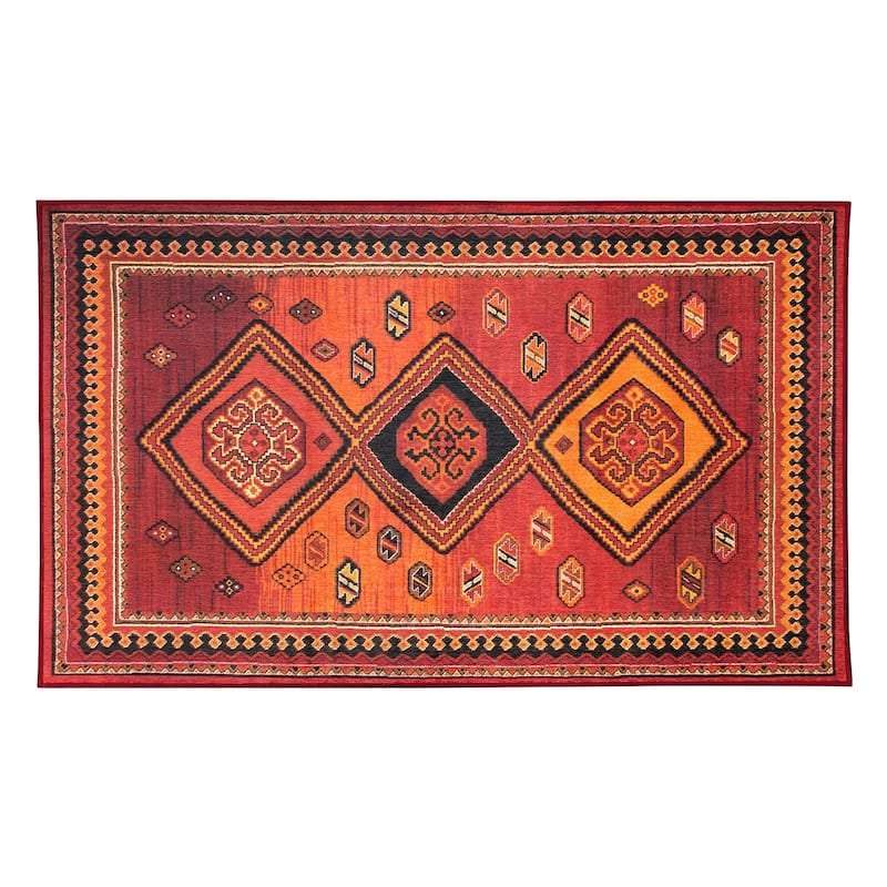 My Magic Carpet Phoenix Kilim Garnet Machine Washable Area Rug