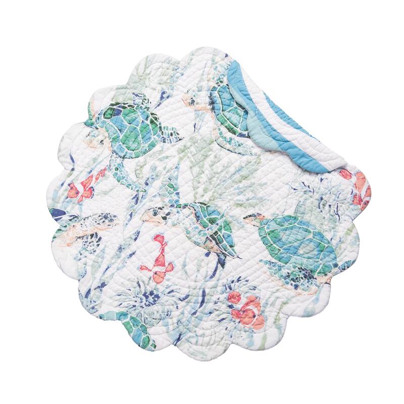 Sea Turtle Cove Round Quilted Placemat Set 6