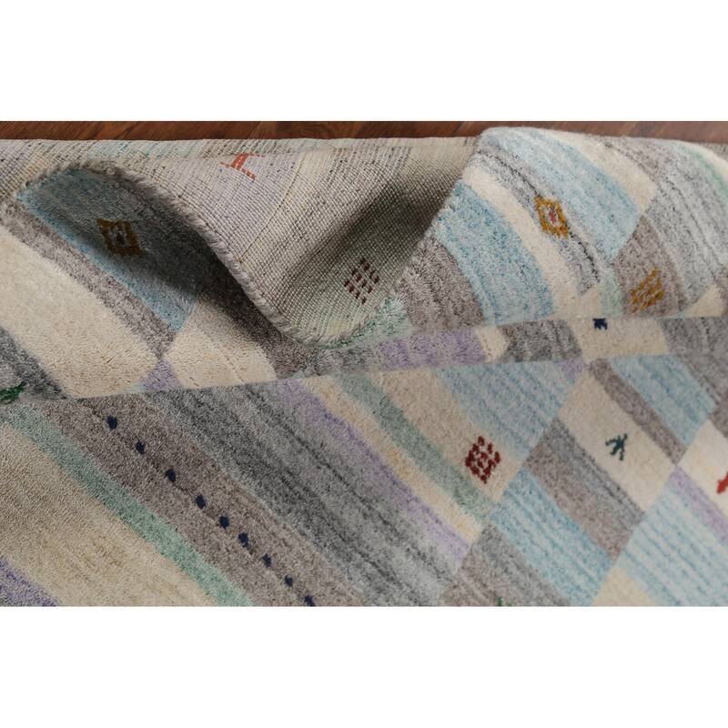 All-Over Tribal Gabbeh Indian Area Rug Hand-Knotted Wool Carpet - 4'9"x 6'6"