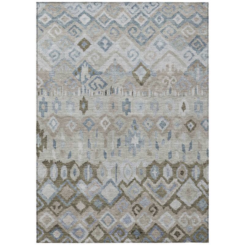 Machine Washable Indoor/ Outdoor Boho Moroccan Chantille Rug