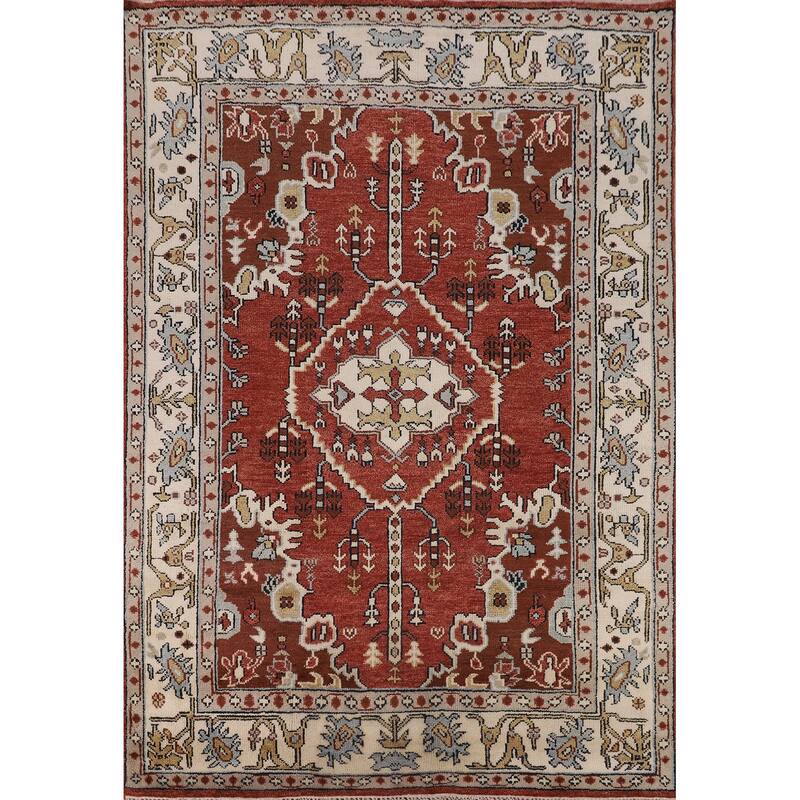 Tabriz Indian Area Rug Handmade Traditional Orange Wool Carpet - 7'11"x 10'1"