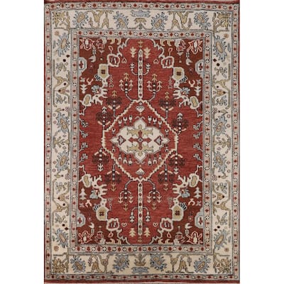 Tabriz Indian Area Rug Handmade Traditional Orange Wool Carpet - 7'11"x 10'1"