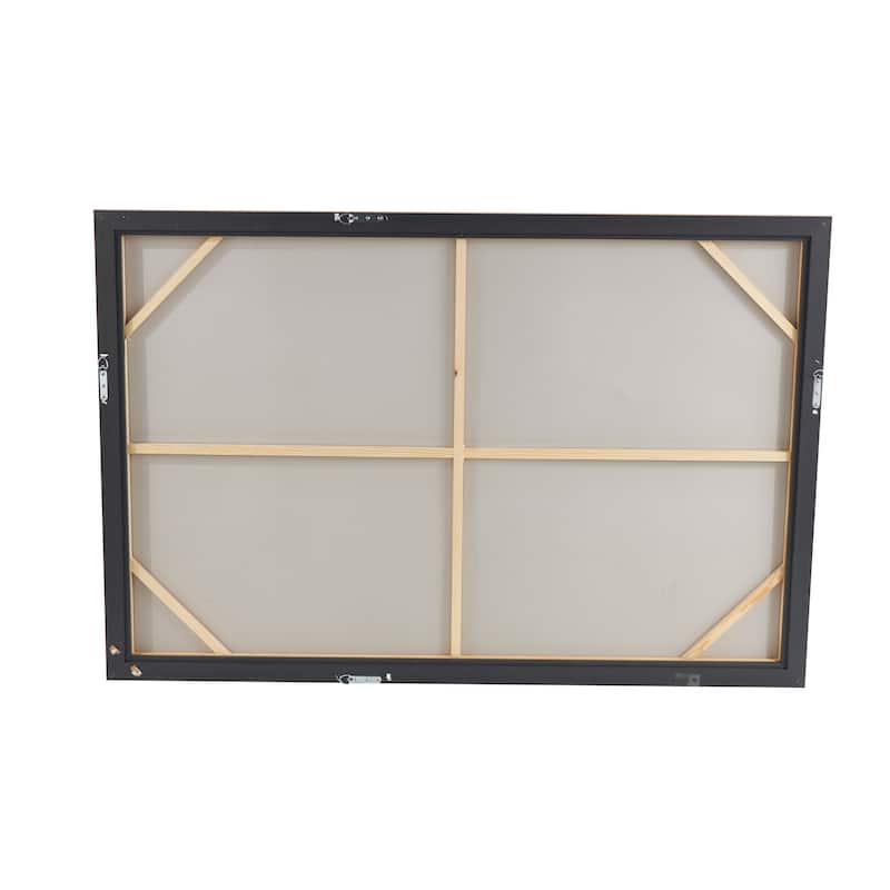 Canvas Interlocked Rings Living Room Framed Wall Art with Gold and Blue Accents - Gray - Roche River Decor