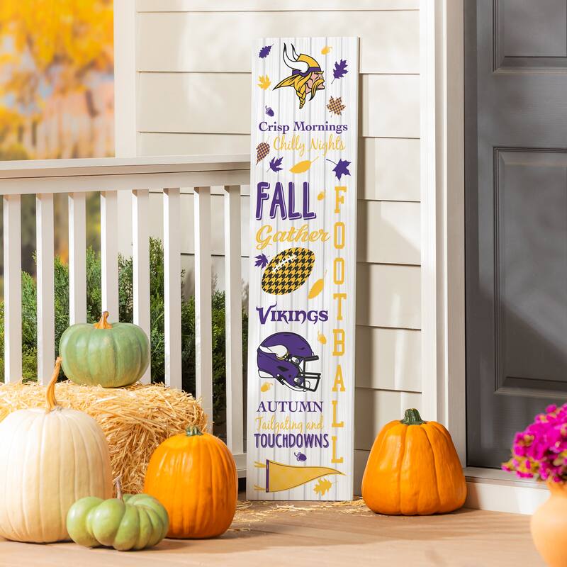 47" Double Sided Seasonal Porch Leaner, Minnesota Vikings - 47" x 11.25" - Fall