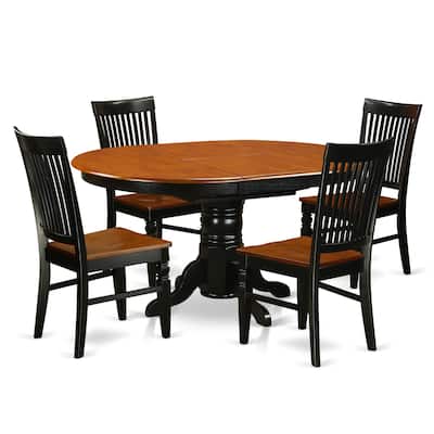 Tuscan Dining Set 5 Piece - Oval Table & 4 Chairs - Black Cherry Finish - Kitchen Table Set