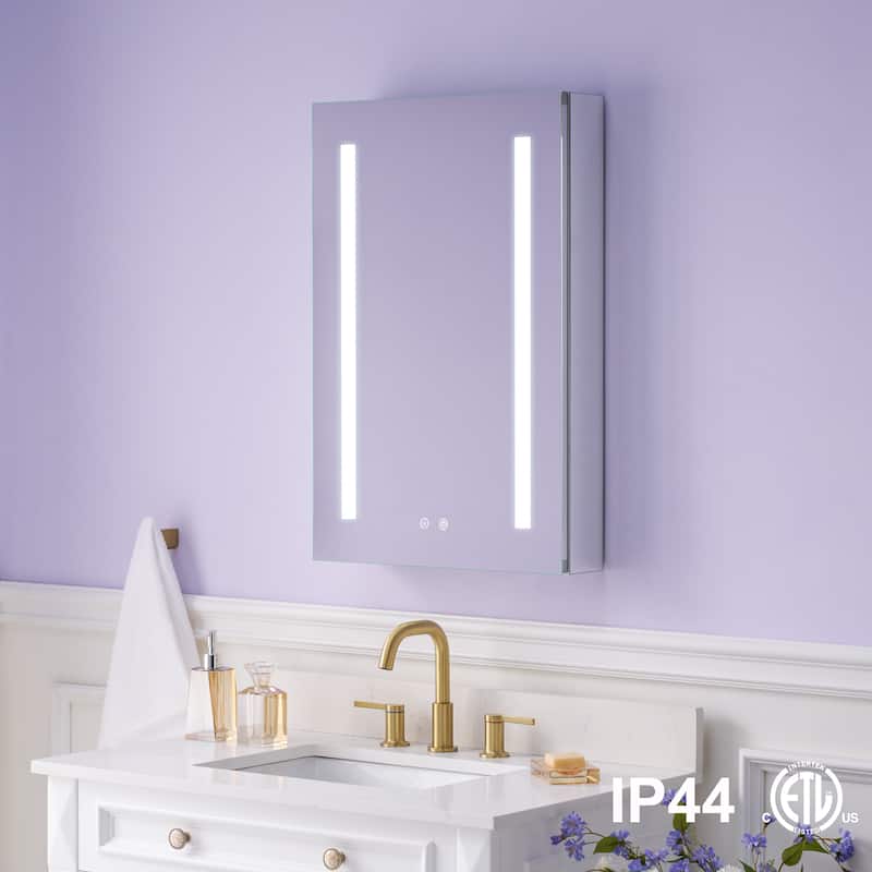 Recessed or Surface 30" H LED Mirror Cabinet with Adjustable Glass Shelves,Defogger, Dimmer And Outlets & USB Ports