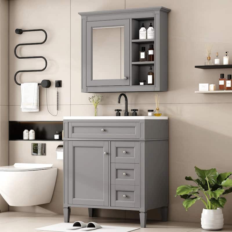 30'' Bathroom Vanity Set with Mirror Cabinet
