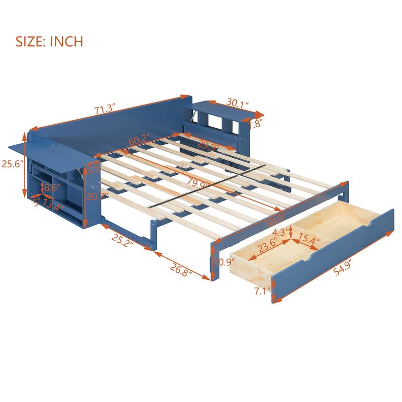 4-in-1 Convertible Daybed with Foldable Desk, Pull-Out Bed & Storage by Harper&Bright Designs