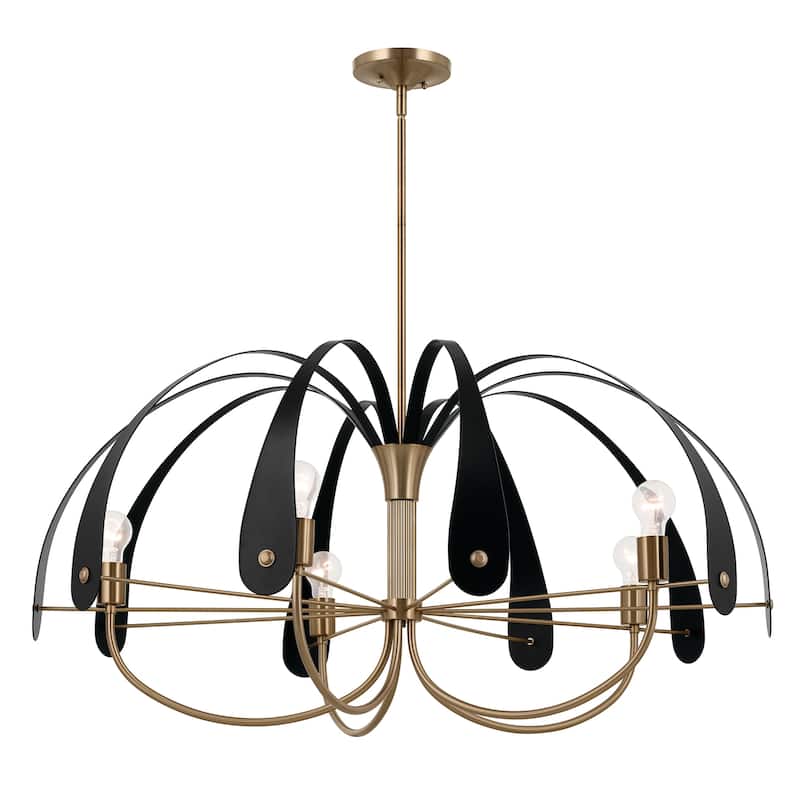 Kichler Lighting Petal 42.5 in. 5-Light Champagne Bronze with Black or White Accent Chandelier