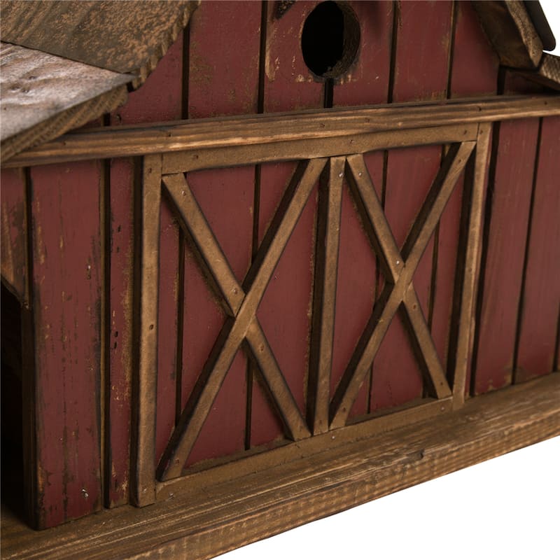 Glitzhome 20.75"W Extra-Large Farmhouse Rustic Wood Barn Birdhouse - 20.75" W x 14.96" H x 8.27" D