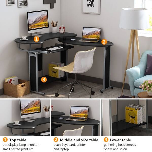 Shop L Shaped Computer Desk Rotating Modern Corner Desk Office