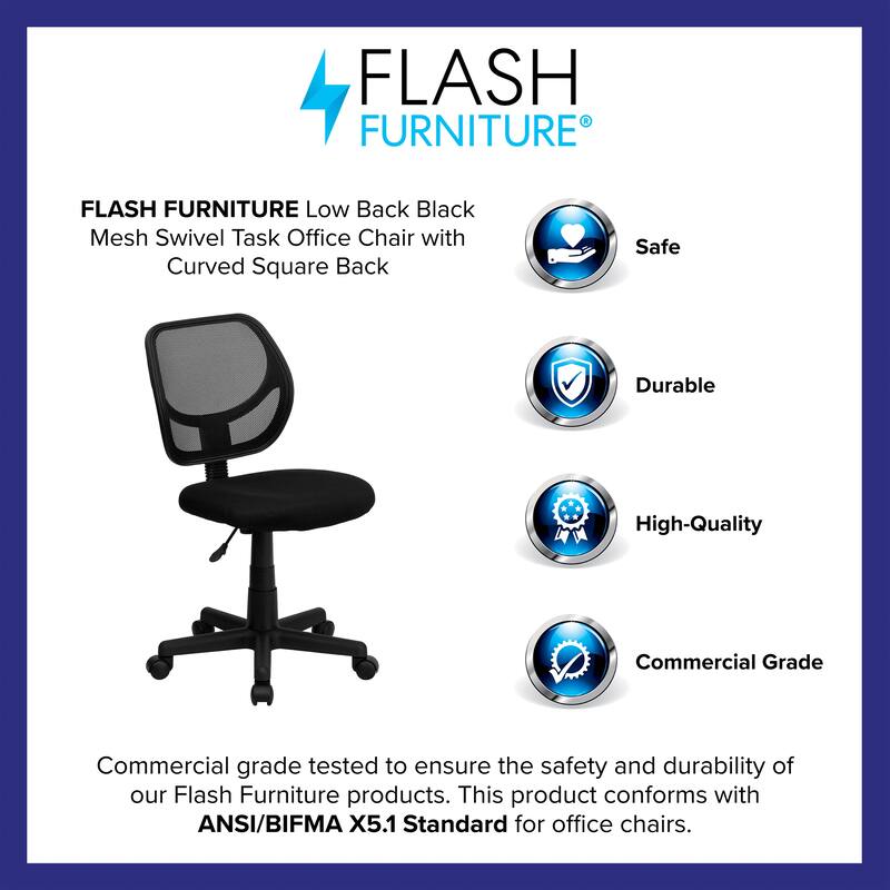 Low Curved Back Mesh Swivel Task Office Chair