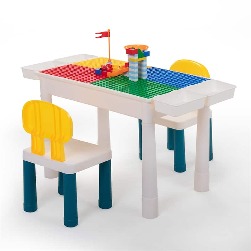 Children's Building Blocks Desk and Chair Set with DIY Building Blocks