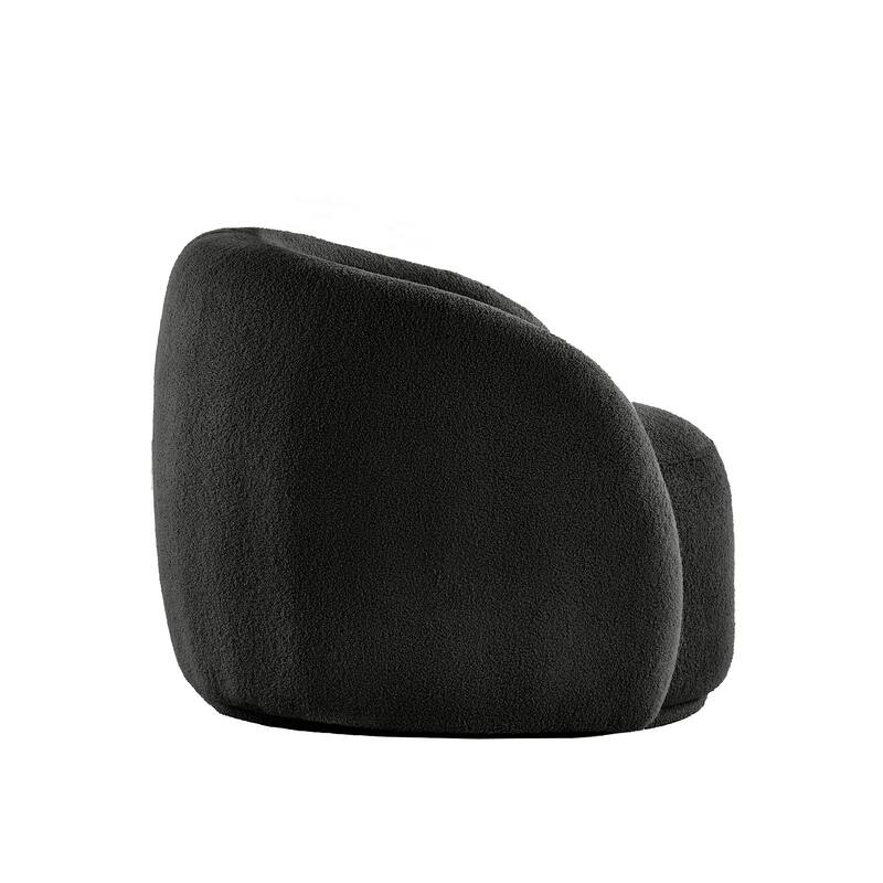 Willits Boucle Accent Chair with Cloud-Like Curved Design and Furry Channel Pillow by iNSPIRE Q Modern