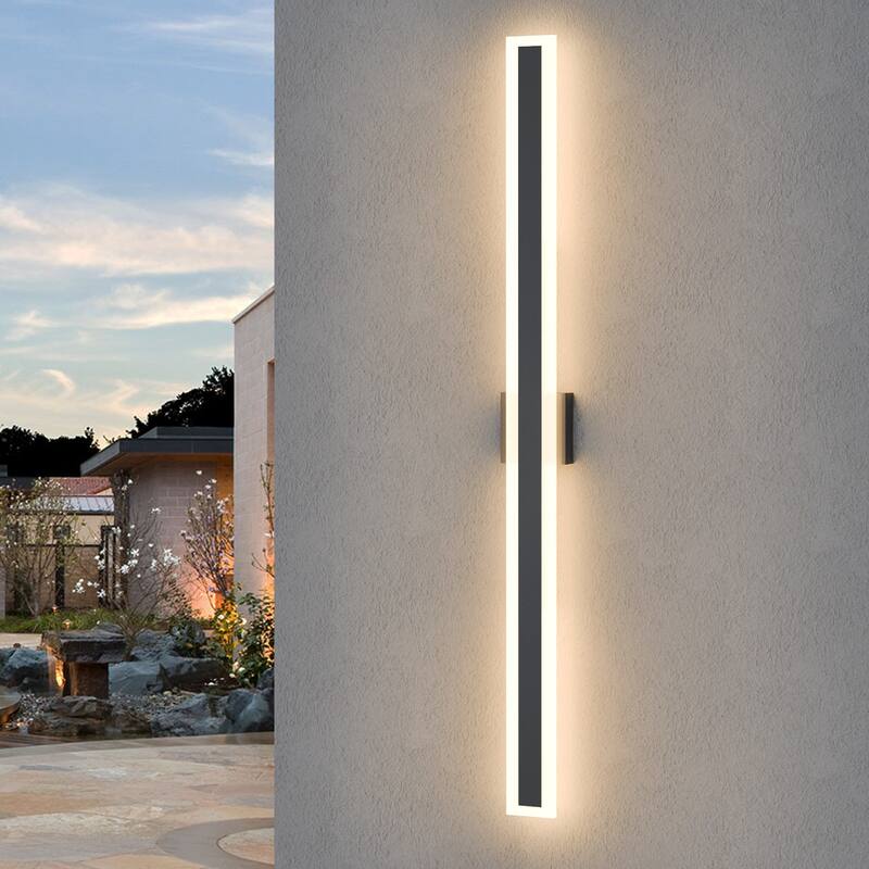 Outdoor Linear Integrated LED Wall Sconce Light Fixture with Bracket