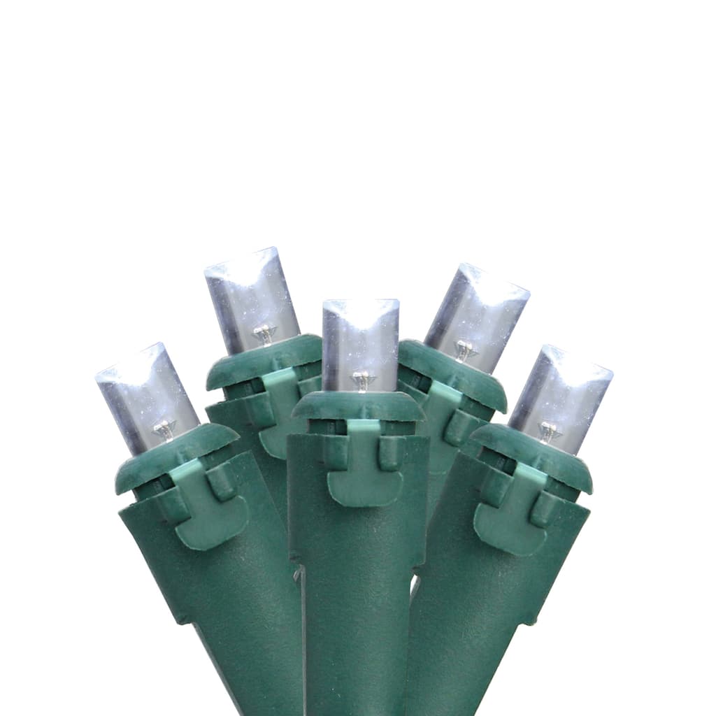 LED Wide Angle Christmas Lights - Pure White - 16.25' Green Wire - 50ct