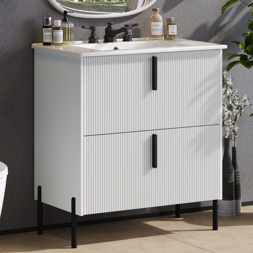 Christopher Knight Home - Callidora 30" Bathroom Vanity with Ceramic Sink and Full-Extension Drawers