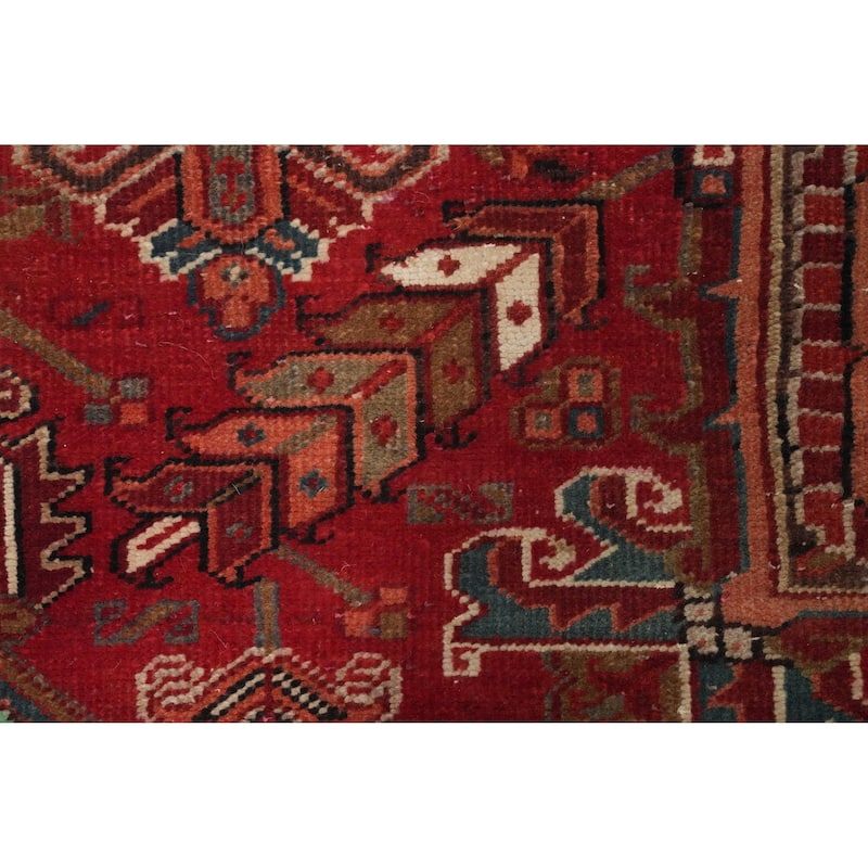 Hand Knotted Oriental 100% Wool Carpet Traditional Medallion Red Heriz Area Rug - 11' 1'' X 9' 6''