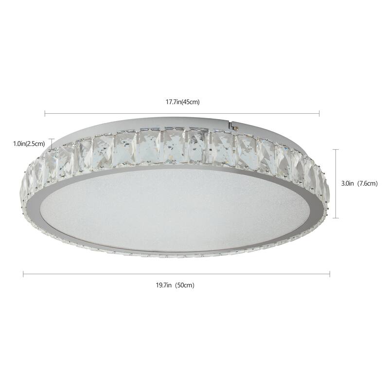 LED Crystal Ceiling Light, Living Room Ceiling Light Fixture, Round Flush Mount Ceiling Light for Entryway Staircase