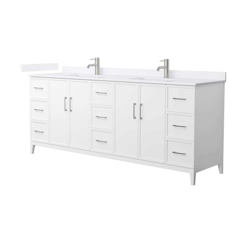 Wyndham Collection WCH717184D-VCA-UNSMXX Elan 84" Free Standing Double - White / White Cultured Marble Top / Brushed Nickel - Painted