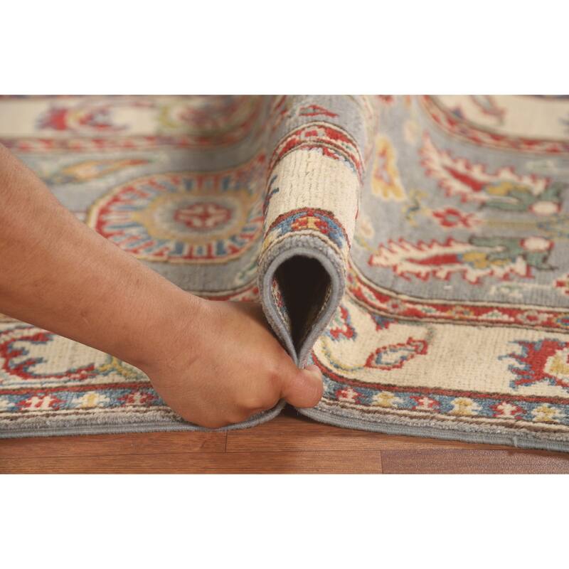 Grey Kazak Runner Rug Hand-Knotted Wool Carpet - 2'2" x 5'11"