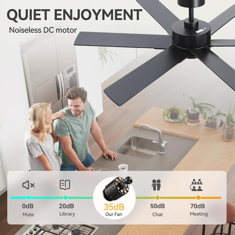 48/56/60 Inch Reversible Blade Ceiling Fan No Light with Remote Control