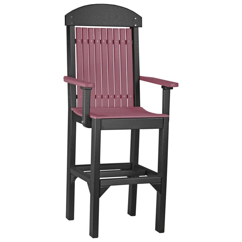 Set of 4 Poly Lumber Classic Dining Chairs - Arm Chair - Cherrywood & Black - Extra Tall