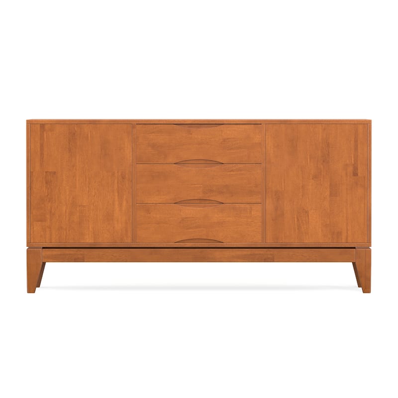 WYNDENHALL Pearson SOLID HARDWOOD 60 inch Wide Mid Century Design Sideboard Buffet - 17"d x 60"w x 30"h