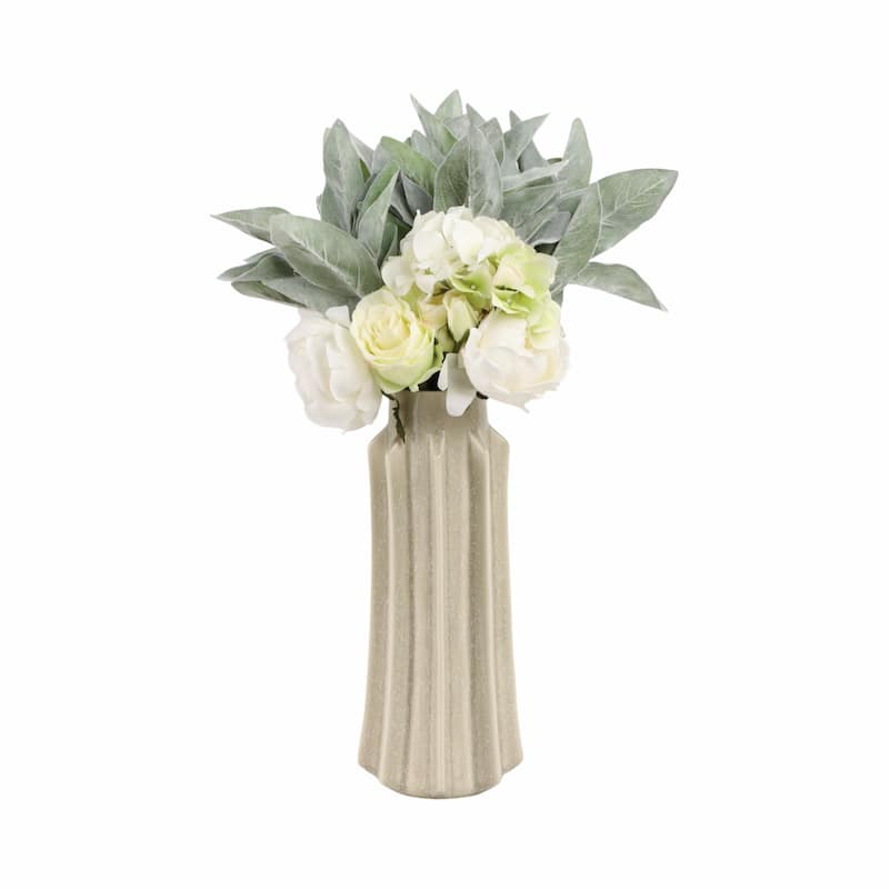 Ceramic Vase with Sculptural Swirl Design and Textured Detailing