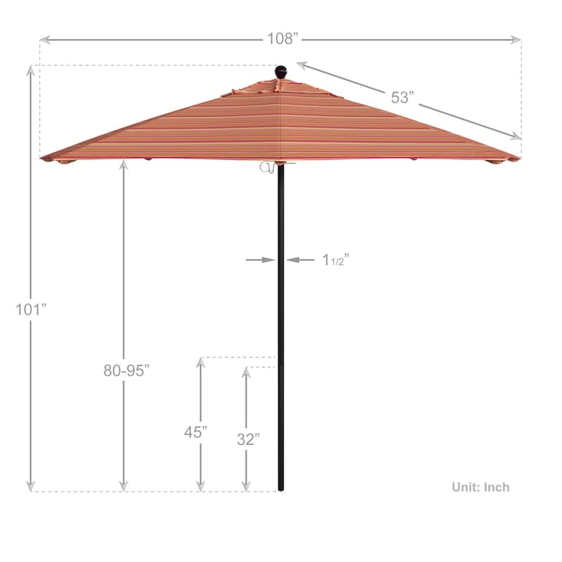 California Umbrella 9' Rd. Aluminum Frame, Fiberglass Rib Patio Umbrella with Sunbrella Fabric, Base Not Included