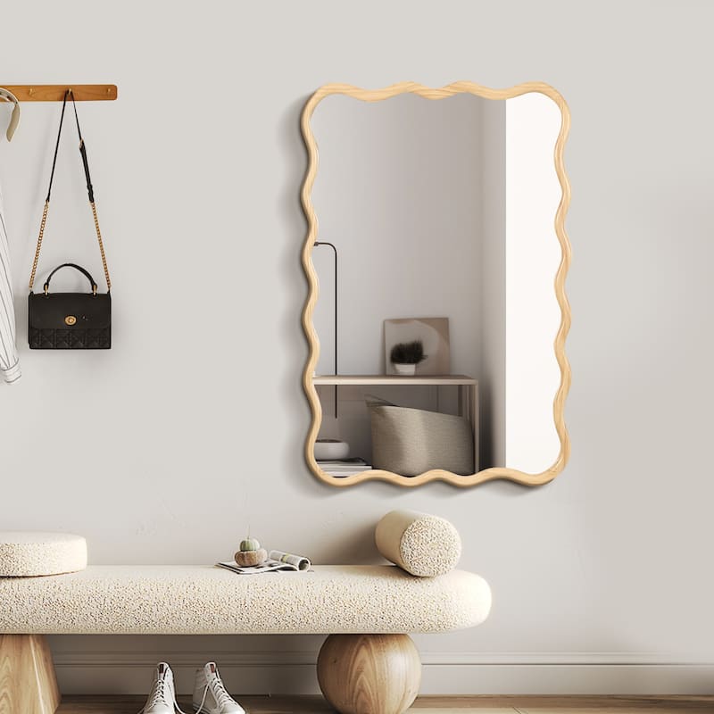 40" x 28" Solid Wood Wavy Rectangle Mirror