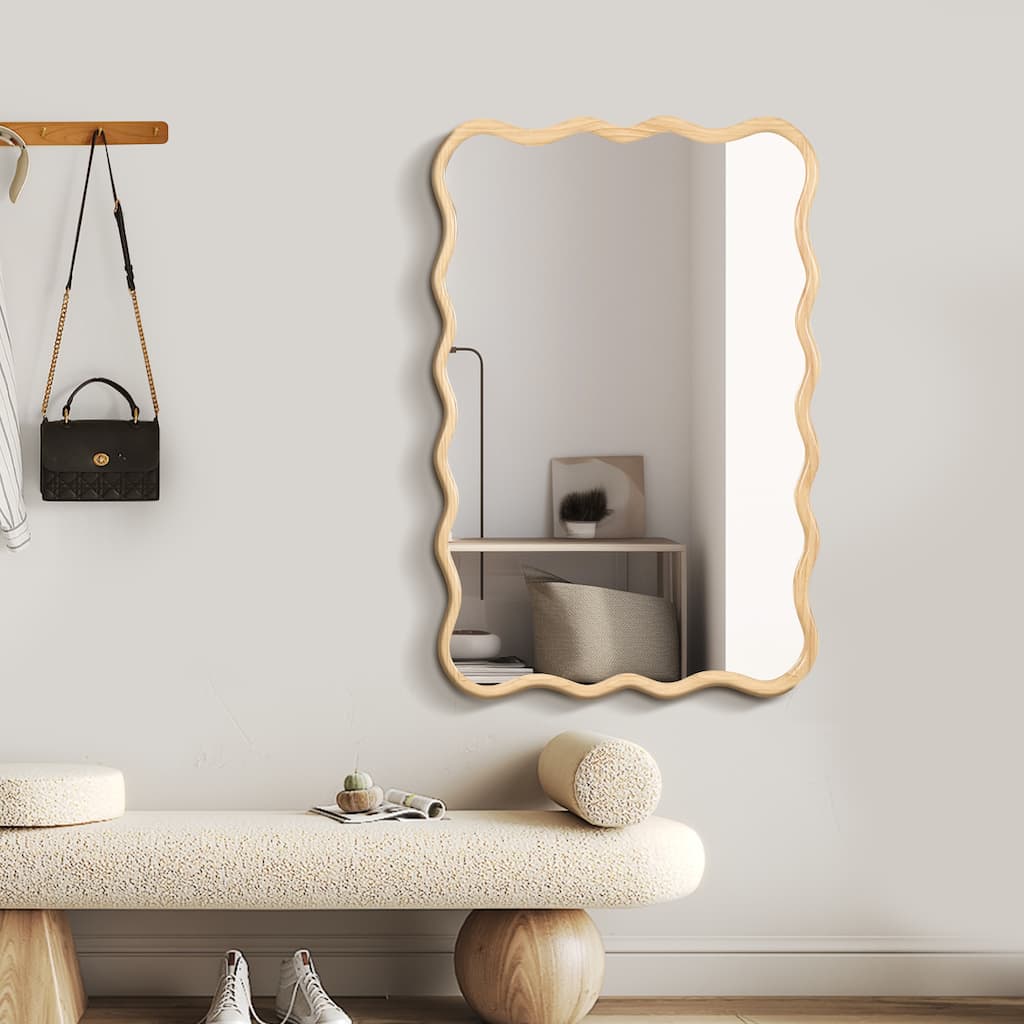 40" x 28" Solid Wood Wavy Rectangle Mirror