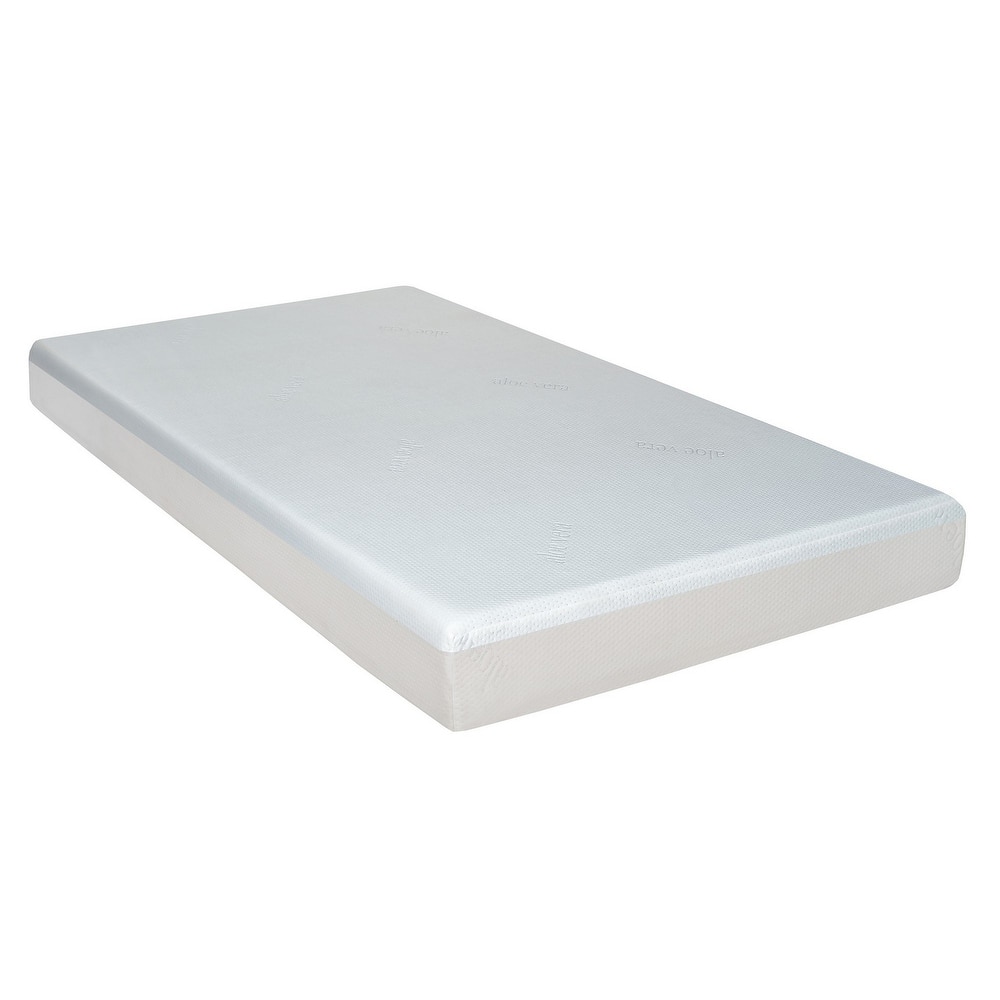 Que 6 Inch Twin Size Memory Foam Mattress, Gel Infused, Fabric Upholstery