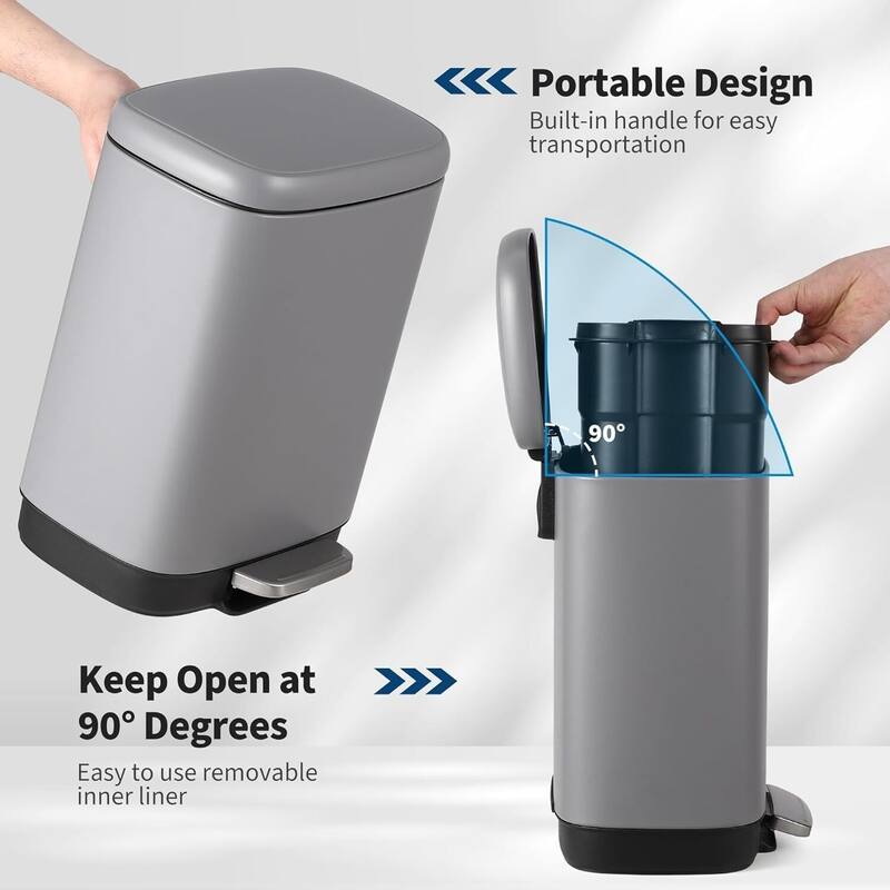 12L Kitchen Trash Can with Lid with Automatic Soft Close